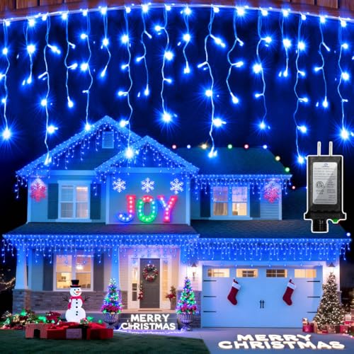 670 LED 66FT Christmas Lights Outdoor,148 Drops Icicle Lights with 12 Modes - color: Blue, size: 670 LED 66 FT with 148 Drops
