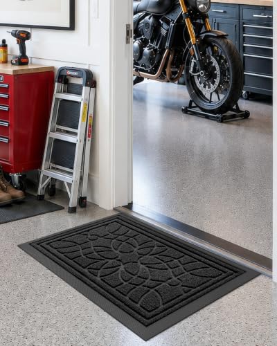 DEXI Front Door Mat Outside Entrance 17x30, Heavy Duty Non Slip, Black - color: Black, size: 17" X 30" (Rectangular)