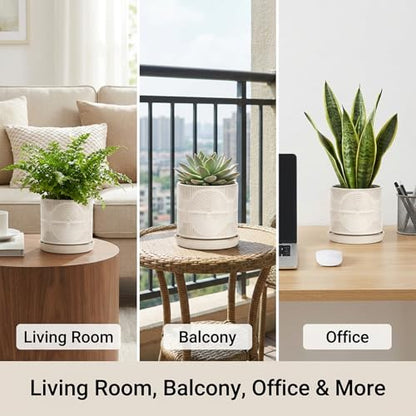 Ceramic Plant Pots, Modern Flower Pots, 4.5+5.5 Inch Small Plant Pots - color: White