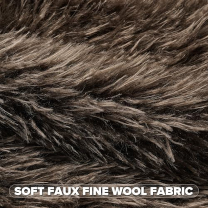FUTEI Pack of 2 Faux Wool Throw Pillow Covers 18x18 Inch, Dark Coffee - color: Dark Coffee