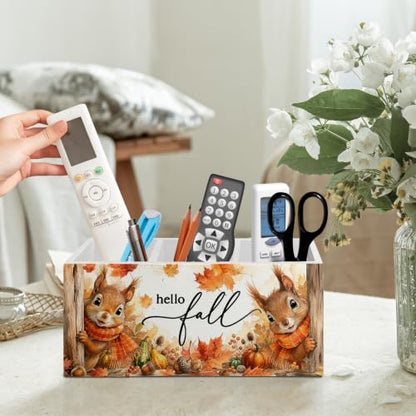 Hello Fall Squirrel Pen Pencil Holder Organizer for Desk - color: Fall squirrel