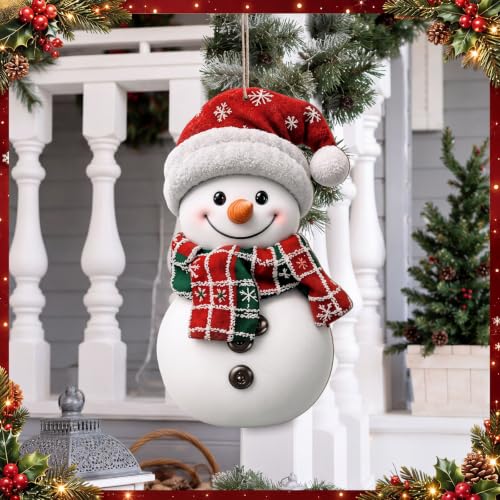 Vicenpal Christmas Snowman Wooden Hanging Sign Snowman Door Wreath Elegant - style: Stylish Style