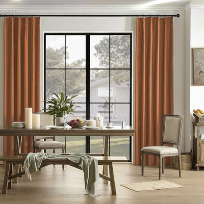 DUALIFE Rust Pinch Pleated Blackout Curtains 63 Inches Long, Boho Farmhouse Retro Totally Blackout Curtains Drapes with Hooks for Living Room Bedroom 40 by 63 Inch 2 Panels Terracotta - color: Rust, size: 40"W x 63"L (Pack of 2)