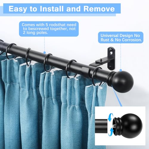 Curtain Rods for Windows 16-76", 6/8 In Black Curtain Rod, 1 Pack - color: Black, size: 76" - 6/8'' rod - 1 Pack