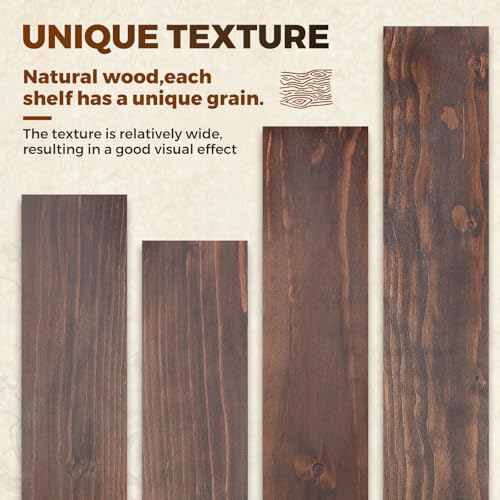 6.8x6.8x1.7in Square Solid Wood Floating Shelves Set of 2 Walnut - color: Walnut, size: 6.8x6.8x1.7-2pack