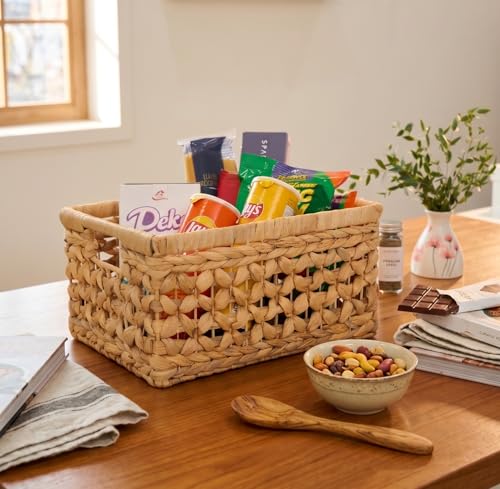 NAYA Set of 3M (11.6"x8,9"x6,9") Water Hyacinth Shelf Storage Baskets - size: Set 3 Medium