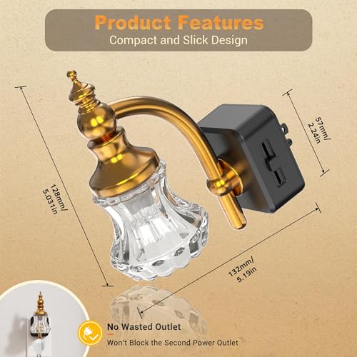 JandCase Night Light, Night Lights Plug into Wall, Glass Flower Nightlight - color: Flower