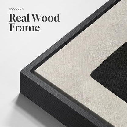 Framed Modern Black White Beige Abstract Wall Art, 1 Piece 24x36 In - color: Black White Block A