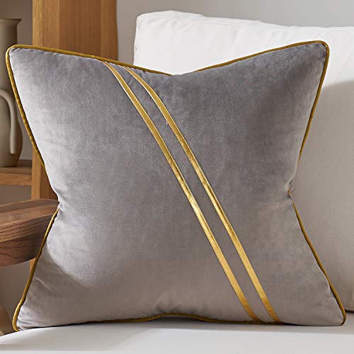 Avigers Throw Pillow Cover 18 x 18 Inch, Grey, Velvet, Hidden Zipper - color: Grey, size: 18" x 18" (Pack of 1)