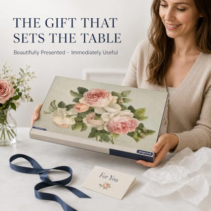 Pimpernel Antique Roses Cork-Backed Placemats - Beige, Set of 4 - size: 15.7" x 11.7" Rectangular, style: Antique Roses