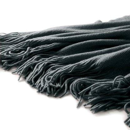 Homiest Charcoal Grey Knitted Throw Blanket with Fringe, 50x60 Inch - color: Charcoal Grey, size: 50" x 60"
