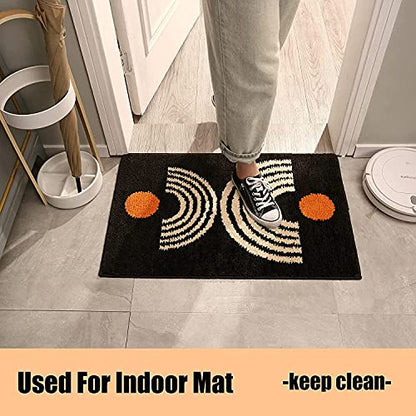 Boho Bathroom Rugs Non-Slip Abstract Bath Rugs Microfiber Cute Mat Black Washable for Tube/Washbasin/Toilet (Black-Music, 16"X24") - color: Black-music, size: 1'4" x 2' (Oblong)