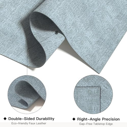 DOLOPL Placemats Set of 6, Reversible Faux Leather Place Mats, Dusty Blue - color: Dusty Blue, size: Set of 6