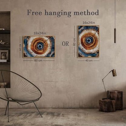BingruiArt Faux Wood Tree Ring 05 Canvas Wall Art 16x24 Framed - color: Tree Ring - 05, size: 24"L x 16"W