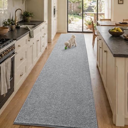 2x10 Grey Runner Rug Washable Non-Slip Soft for Kitchen Hallway Bathroom - color: 09 Grey, size: 2' x 10' (Runner)
