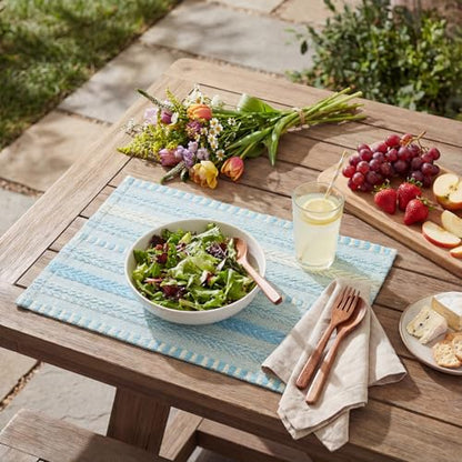 Artoid Mode Sky Blue Woven Braided Stripe Placemats Set of 4-12x18 Inch - color: Sky Blue, size: 12" x 18", 4 Pcs