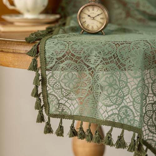 Sheer Boho Lace Curtains 84 Inches Long, Olive Green, Set of 2 Panels - color: Olive Green, size: 59"W x 84"L (Pack of 2)