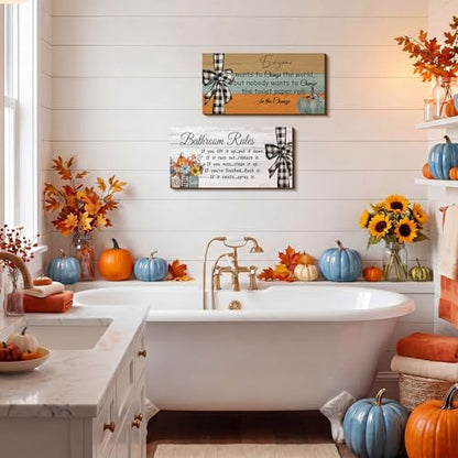 Jetec 2 Pcs Fall Decor for Bathroom Fall Decorations Autumn Rustic Decor - style: Autumn Style