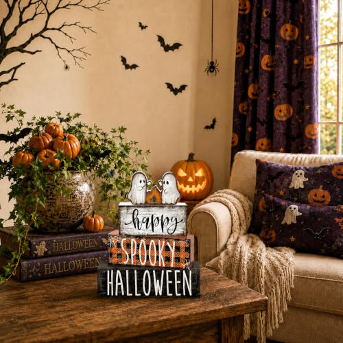 4Pcs Halloween Table Decoration Happy Halloween Wooden Ghost Sign - style: Campfire Ghost