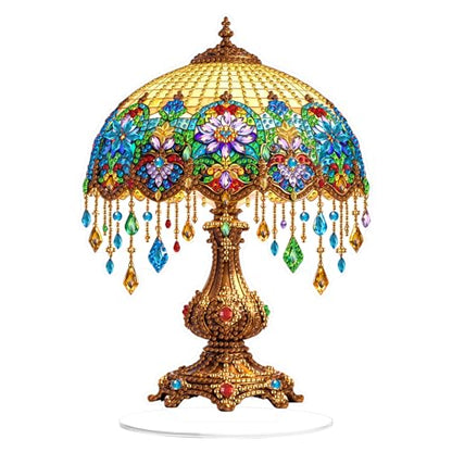 Yunzlly Stand Up Diamond Art Painting Kit, Desktop Gem Painting Ornament Kit for Adults, Tabletop Acrylic Diamond Board Painting (Lamp) - color: Lamp