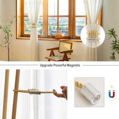 Curtain Tiebacks Magnetic Decorative Rope Tie Backs Holdbacks Contoeey - color: Gold