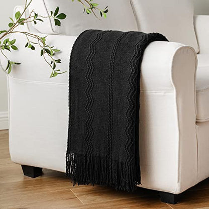 BATTILO HOME Black Throw Blanket for Couch, 50"x60" - color: Black, size: 50 x 60 in.