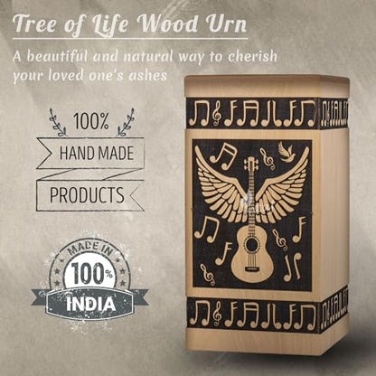 Guitar Wings Keepsake Urns for Human Ashes, Set of 4, Beechwood - color: Beechwood, size: Keepsake Set of 4 (20 Cu In Each)