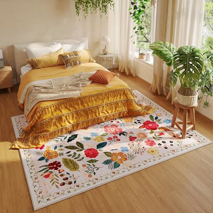 Rugcomf Area Rug 5x7 Washable, Beige - color: Beige, size: 5' x 7' (Rectangular)