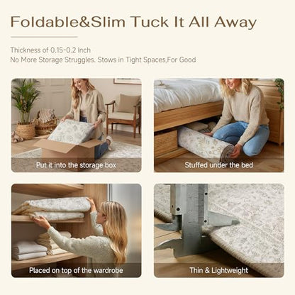 PureCozy 2x10 Beige White Runner Rug Washable Hallway Non Slip Kitchen - color: Beige-white, size: 2' x 10' (Rectangular)