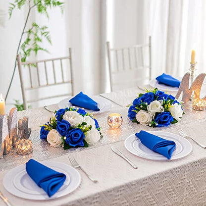 Flower Centerpieces Wedding Tables: Royal Blue & White, 2 Packs - color: Royal Blue White