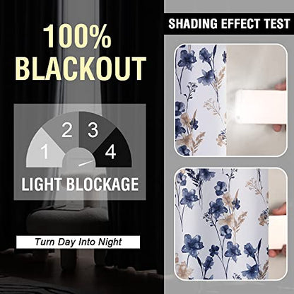H.VERSAILTEX 100% Blackout Curtains 63 Inches for Kitchen, Navy/Taupe - color: Navy/Taupe, size: 52"W x 63"L (Pack of 2)