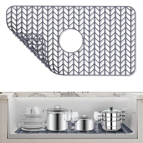 AWOKE Sink Protectors for Kitchen Sink 26x14in Center Drain Sink Mat - size: 26 x 14 Center Drain