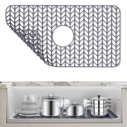 AWOKE Sink Protectors for Kitchen Sink 26x14in Center Drain Sink Mat - size: 26 x 14 Center Drain