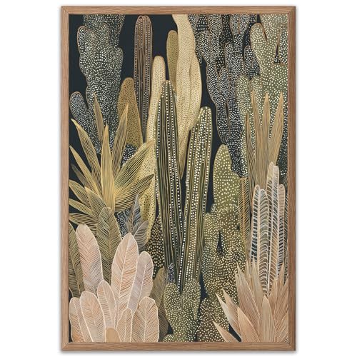 Retro Botanical Wall Art Boho Floral Canvas Wall Art Mexican Cactus Print Abstract Floral Poster Prints Modern Southwestern Green Botanical Artwork for Bedroom Bathroom Home Decor -16" x 24" UNFRAMED - color: Green Botanical