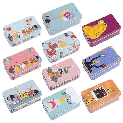 Framendino, 5 Pack Mini Tinplate Storage Boxes Small Empty Cartoon Trinket Jewelry Coin Containers Metal Rectangle Tin for Bead Case (Style C) - color: Cartoon