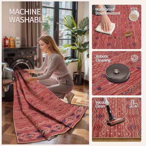 SERISSA 2x3 Washable Non-Slip Boho Area Rugs for Entryway - color: Red Ochre/Multi, size: 2' x 3' (Rectangular)