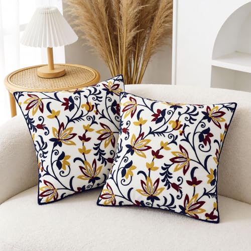 Paisley Floral Embroidered Pillow Covers 18x18 Inch Set of 1 - color: Paisley Garden