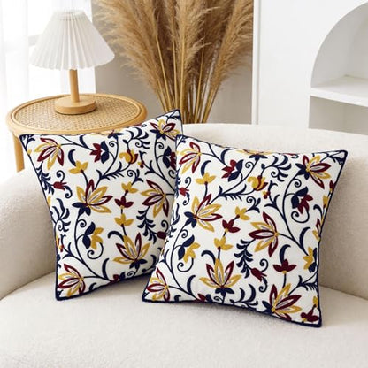 Paisley Floral Embroidered Pillow Covers 18x18 Inch Set of 1 - color: Paisley Garden