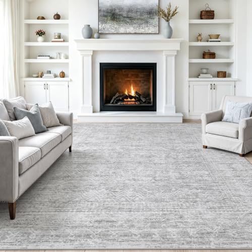 8x10 Area Rugs, Grey Washable Geometric Boho Rug for Living Room, Bedroom - color: Grey, size: 8' x 10' (Rectangular)