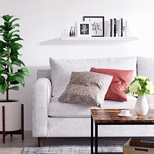 Ballucci Floating Shelf, 36" Wood Wall Shelf with Invisible Brackets for Bathroom, Living Room, Bedroom, Kitchen, Nursery, 8" Deep, White - color: White, size: 35.4 inches