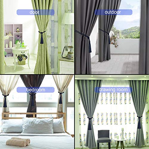 2 Pack Curtain Tiebacks Handmade Tassel Rope Curtain Holdbacks - color: Navy, size: 2p