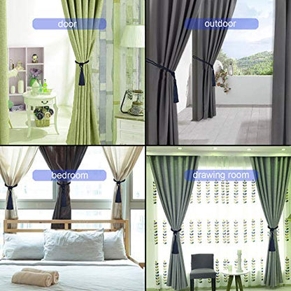 2 Pack Curtain Tiebacks Handmade Tassel Rope Curtain Holdbacks - color: Navy, size: 2p