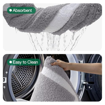 LUMI Bathroom Rug, Non Slip Absorbent Bath Mat, Light Grey, 20"x32" - color: Light Grey, size: 20"x32"