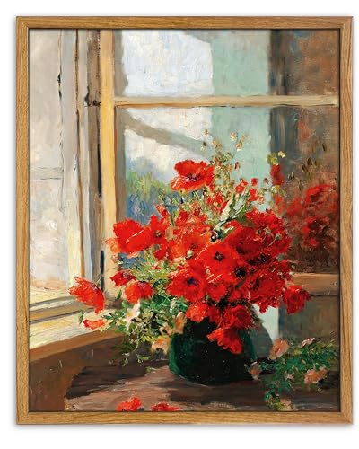 UPWOIGH Olga Wisinger-Florian Poppies Framed Wall Art, 12 x 16 Inch - color: Red Poppies, size: 16"L x 12"W