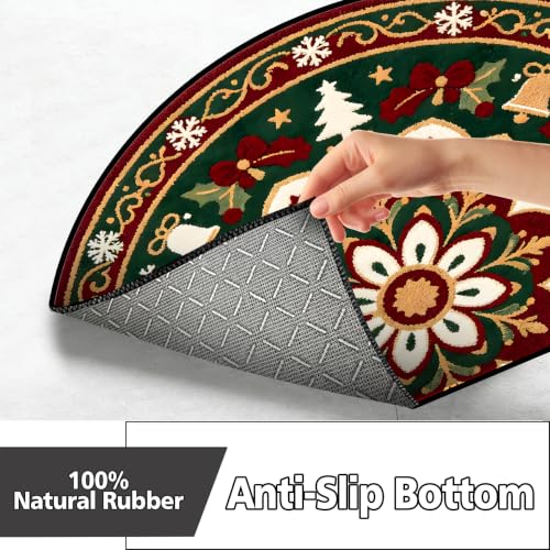 Christmas Half Round Door Mat 24"x36", Non-Slip Indoor Entryway Rug - color: Multicolor-11