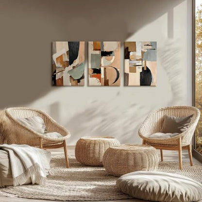 LYYGLYY 3Pcs Framed Abstract Textured Canvas Print Wall Art 12x16 Inches - color: Pastel Color Blocks, size: 12x16 Inches