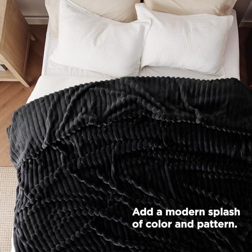 Bedsure Soft Full Size Fleece Blankets for Bed Black 84"x90" - color: Black, size: Full