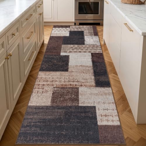 Modern Geometric Easy Jute Kitchen Runner, Brown 2x6 Runner Rug for Hallway - color: Brown, size: 2x6ft