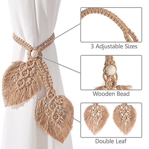 2 Pack Boho Curtain Tiebacks, Apricot - color: S4