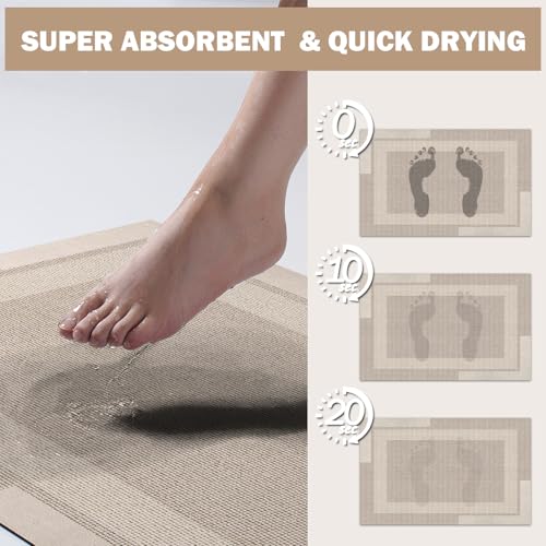 YDKGL Non Slip Bath Mat Long Ultra Thin Bathroom Rugs Runner Fit Under Door - color: A- Beige, size: 24" x 70" (Rectangular)
